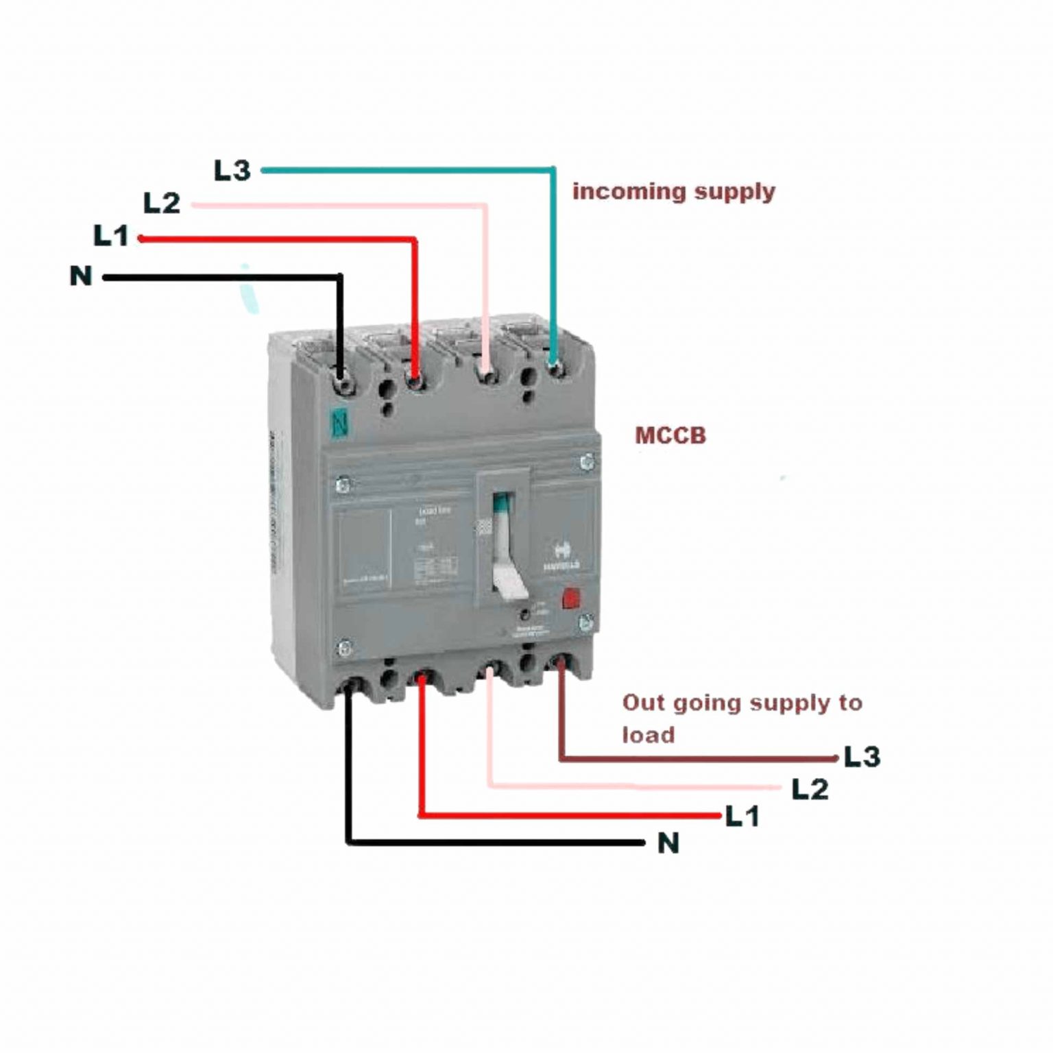 3 Pole Circuit Breaker Wiring Diagram | MCB Connection | Voltage Lab